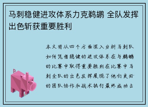 马刺稳健进攻体系力克鹈鹕 全队发挥出色斩获重要胜利